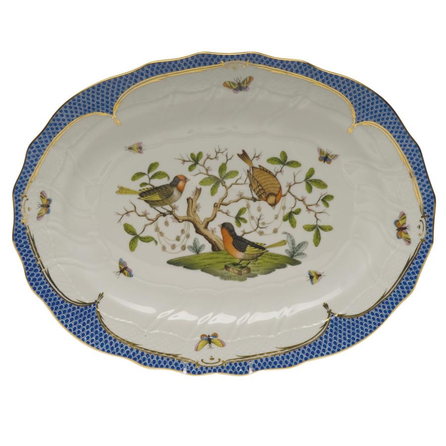 Herend Rothschild Blue Border Oval Platter, Large