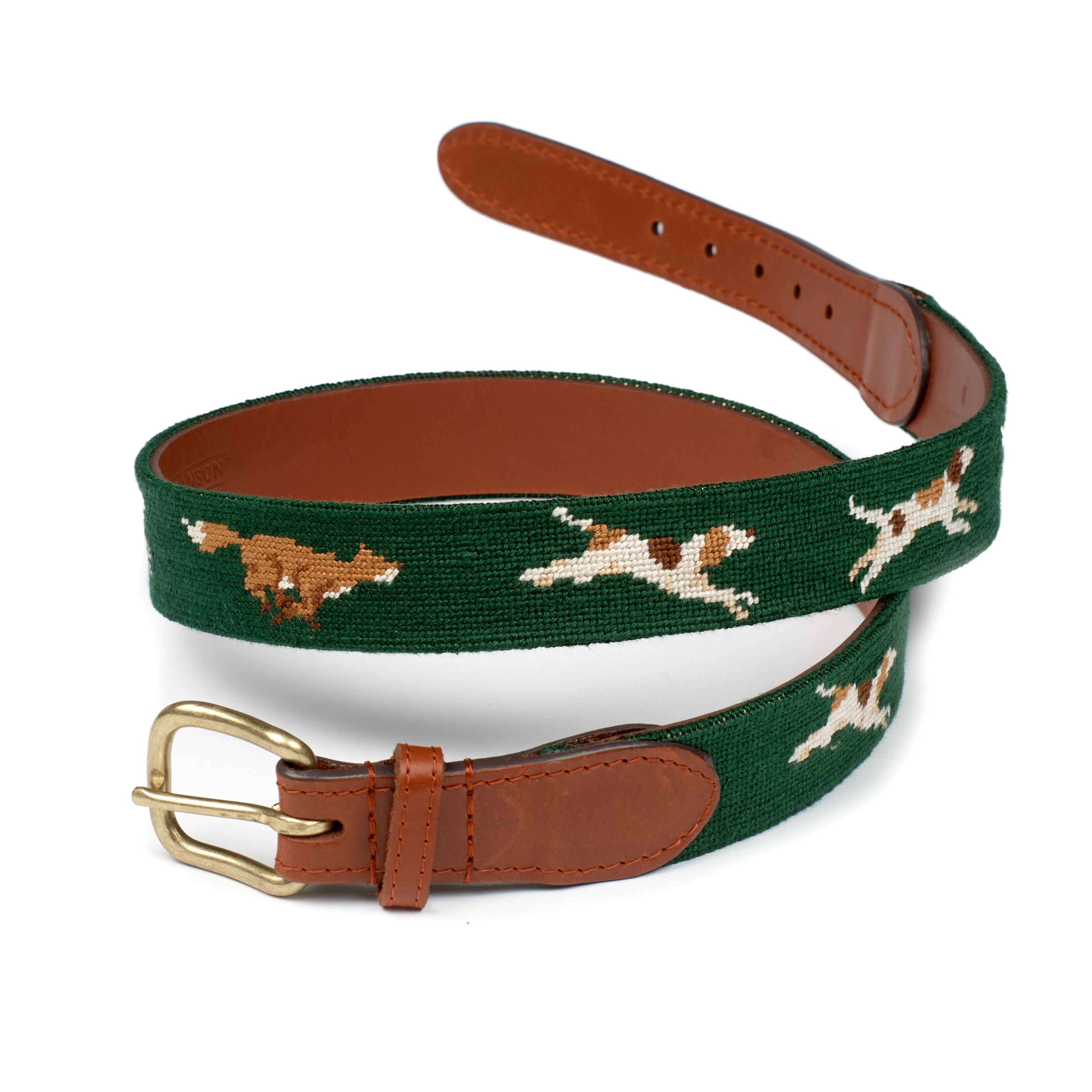 Fox Chase Deep Hunter Needlepoint Belt
