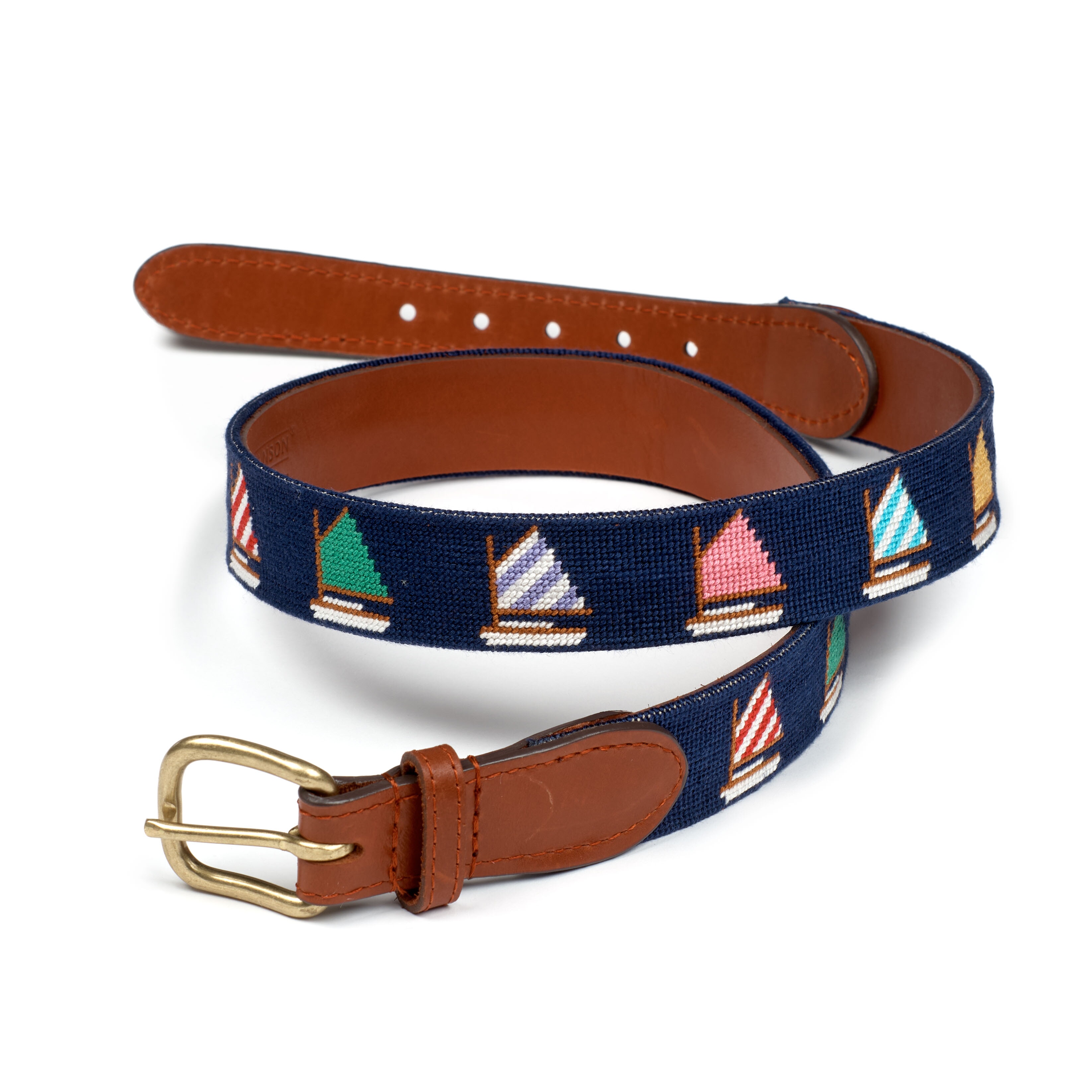 Rainbow Fleet Navy Needlepoint Belt