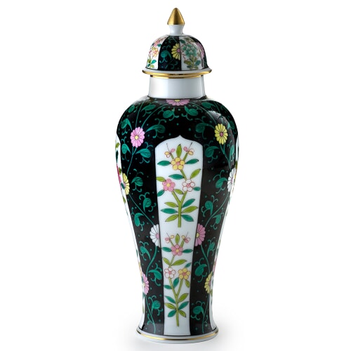 K1307 - Herend Black Dynasty Covered Urn 2