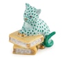 Cat on Books Green