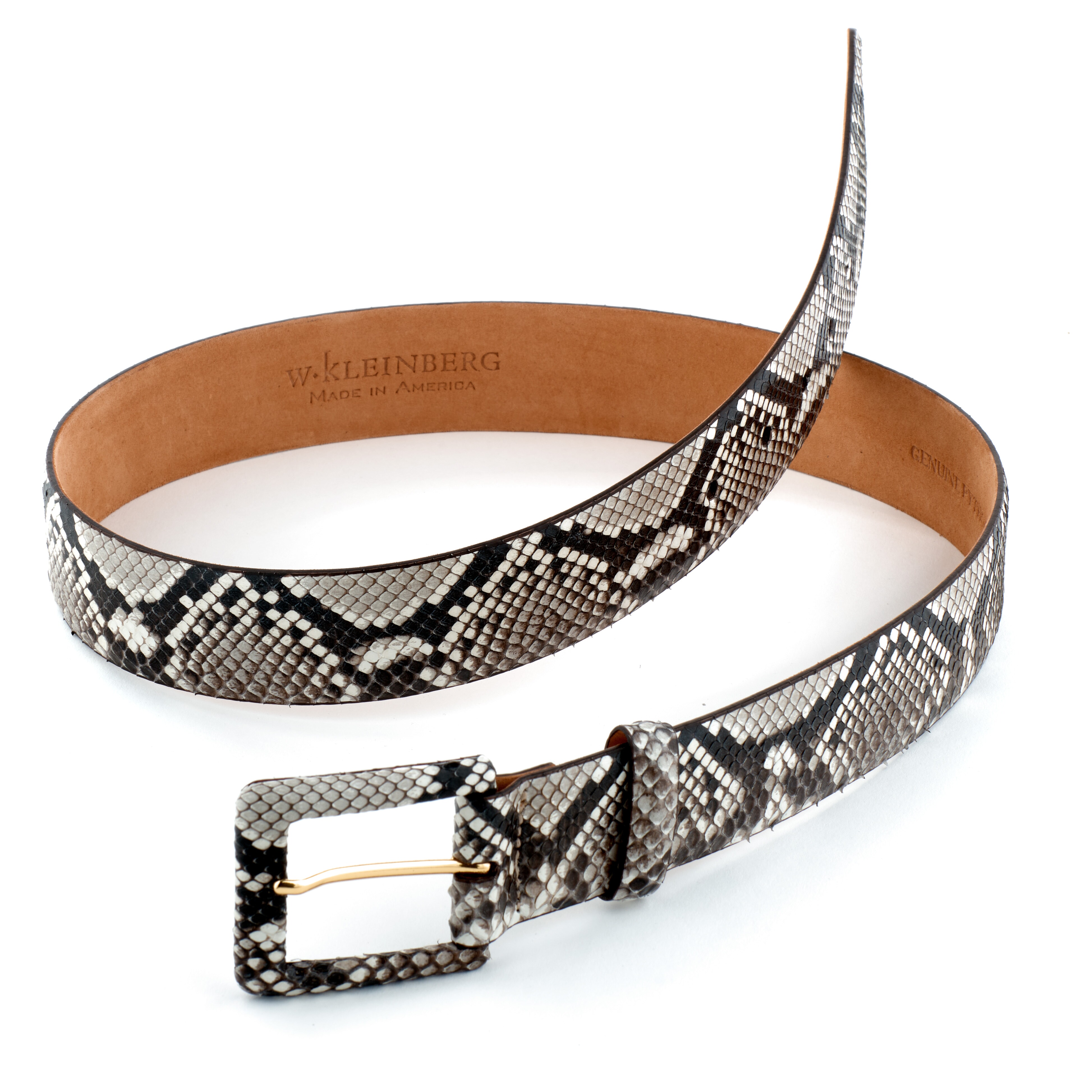 BERGDORF GOODMAN Phyton Snakeskin Covered Buckle Slim Belt Python Skin Belt | Authentic main image 2